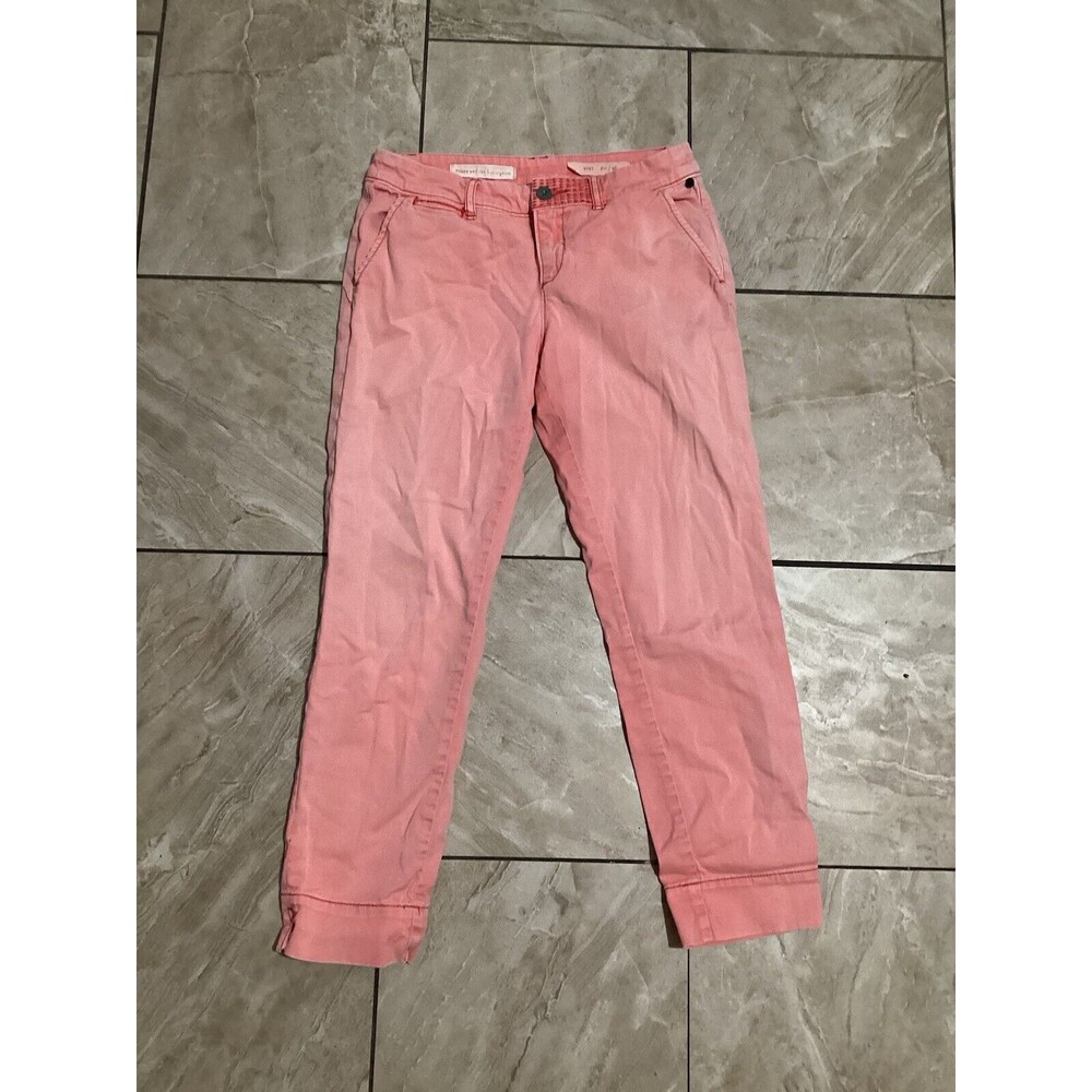 Pilcro Stet Light Pink Tapered Mid Rise Cropped Twill Pants Stretch 26